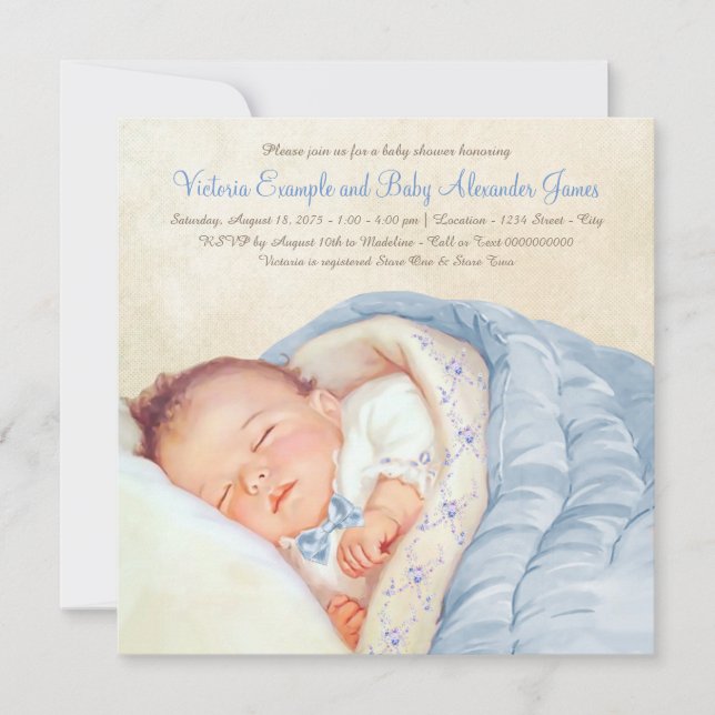 Vintage Baby Boy Shower Invitation (Front)