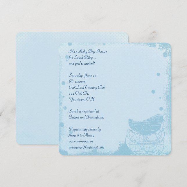 Vintage Baby Boy Shower Invitation (Front/Back)