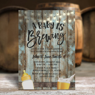 Vintage Baby Brewing Rustic Barn Wood Baby Shower Invitation