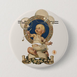 Vintage Baby Bubbles by J.C. Leyendecker Nursery 7.5 Cm Round Badge