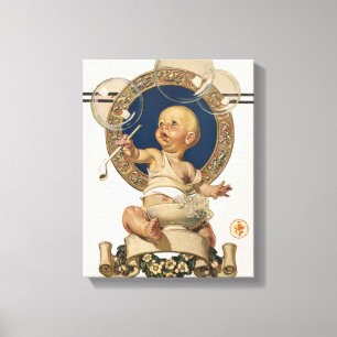 Vintage Baby Bubbles by J.C. Leyendecker Nursery Canvas Print