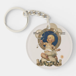 Vintage Baby Bubbles by J.C. Leyendecker Nursery Key Ring