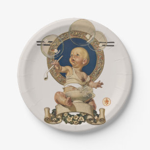 Vintage Baby Bubbles by J.C. Leyendecker Nursery Paper Plate