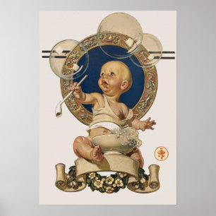 Vintage Baby Bubbles by J.C. Leyendecker Nursery Poster