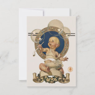 Vintage Baby Bubbles by J.C. Leyendecker Nursery Thank You Card
