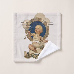 Vintage Baby Bubbles by J.C. Leyendecker Nursery Wash Cloth