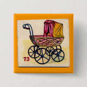 Vintage Baby Buggy Game Card 15 Cm Square Badge