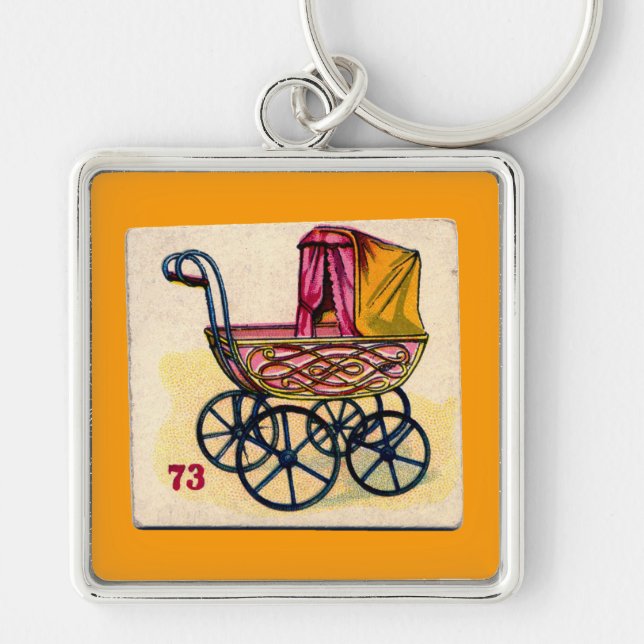 Vintage Baby Buggy Game Card Key Ring (Front)