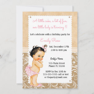Vintage Baby Burlap Birthday Invitation