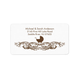 Vintage Baby Carriage Baby Shower Address Label