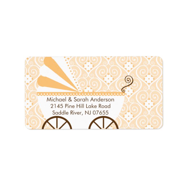 Vintage Baby Carriage Baby Shower Address Label (Front)