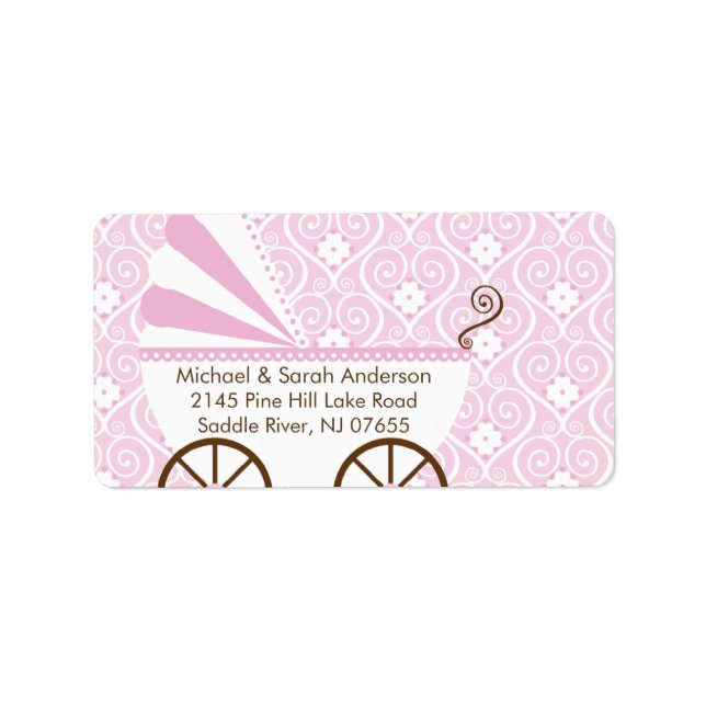 Vintage Baby Carriage Baby Shower Address Label (Front)