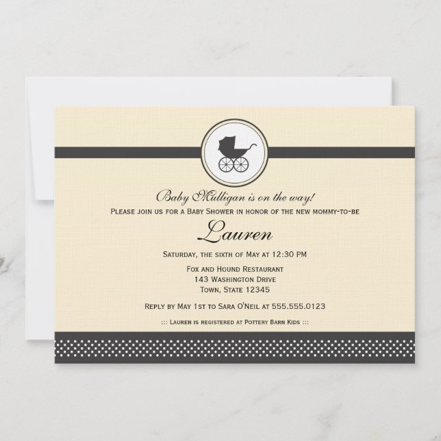 Vintage Baby Carriage Baby Shower Invitation (Front)