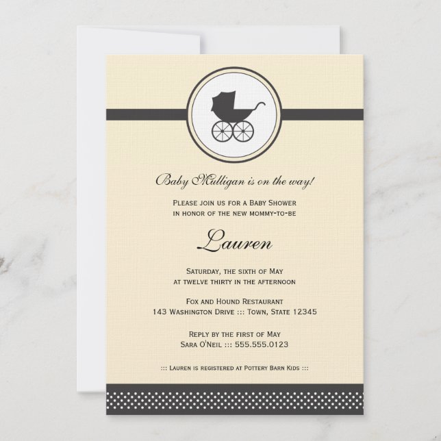 Vintage Baby Carriage Baby Shower Invitation (Front)