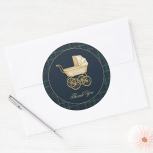 Vintage Baby Carriage Classic Baby Shower Classic Round Sticker