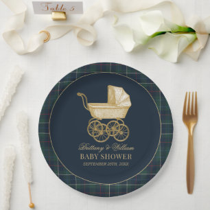 Vintage Baby Carriage Classic Baby Shower  Paper Plate