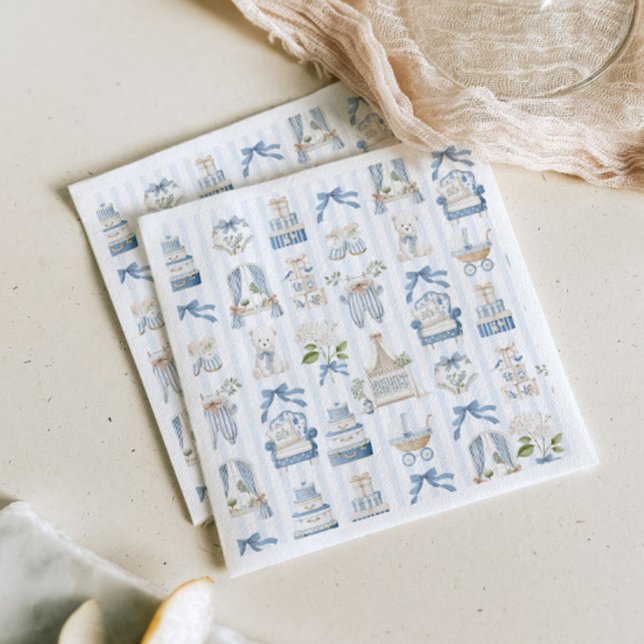 Vintage Baby Carriage French nursery Baby Shower Napkin (Creator Uploaded)