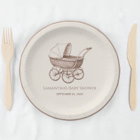 Vintage Baby Carriage Sepia Brown Pram Baby Shower