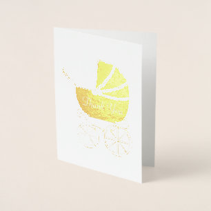 Vintage Baby Carriage Shower Beautiful Foil Card