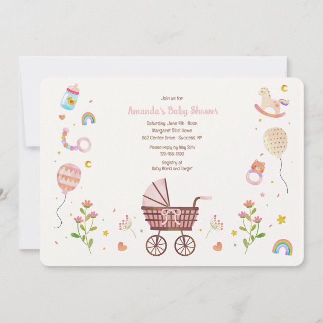 Vintage Baby Carriage Shower Invitation (Front)