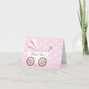 Vintage Baby Carriage Thank You Note Card