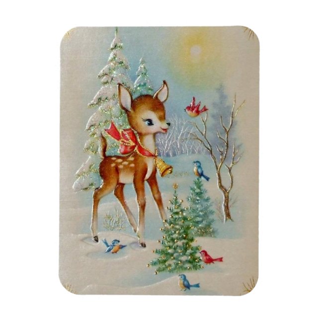 Vintage Baby Christmas Cheer Deer Magnet (Vertical)
