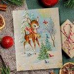 Vintage Baby Christmas Deer Holiday Postcard<br><div class="desc">Cute baby Christmas Deer Card.</div>