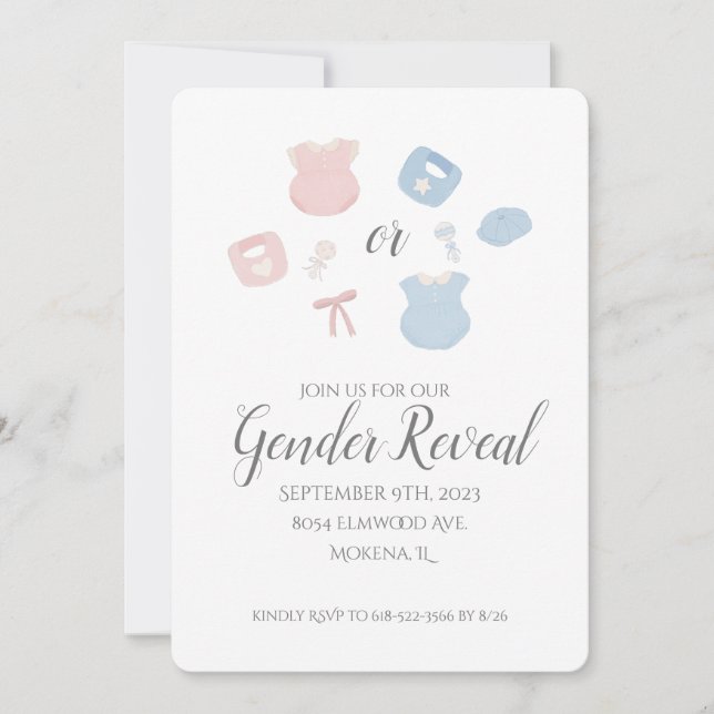 Vintage Baby Clothes Gender Reveal Invitation (Front)