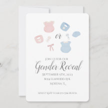 Vintage Baby Clothes Gender Reveal Invitation
