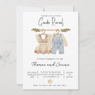 Vintage Baby Clothes Gender Reveal Invitation