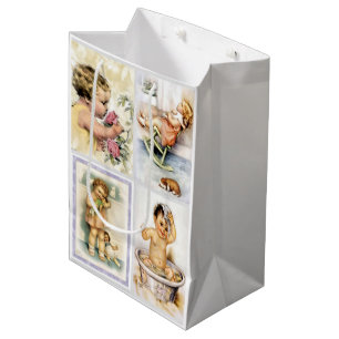 Vintage Baby Collage Medium Gift Bag