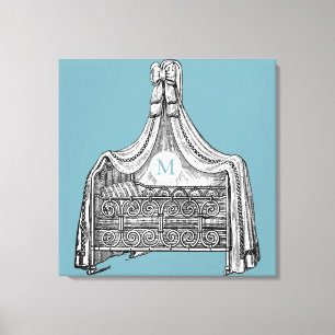 Vintage Baby Crib 1 Monogram 24x24 B Canvas Print