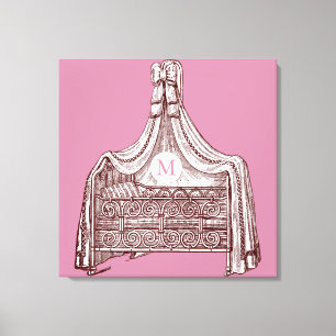 Vintage Baby Crib 1 Monogram P 24x24 Canvas Print