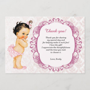Vintage Baby Damask Thank You Card