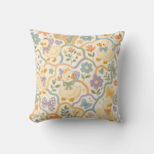 Vintage Baby Duck Pastel Pattern Nursery Pillow