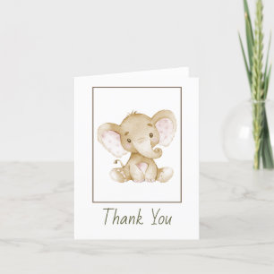 Vintage Baby Elephant Folded Thank You Card