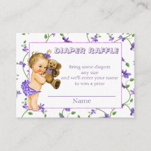 Vintage Baby Girl Baby Shower Diaper Raffle Enclosure Card