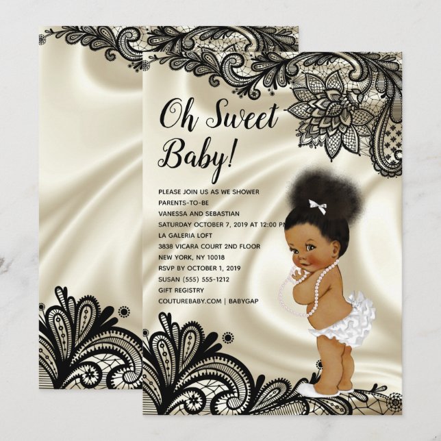 Vintage Baby Girl Baby Shower Invitation (Front/Back)