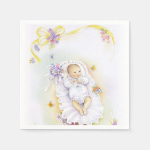 Vintage Baby girl Baptism Christening napkin