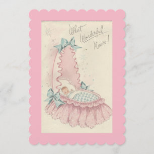 Vintage Baby Girl Birth Announcement