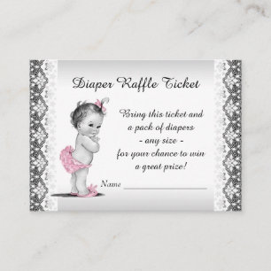 Vintage Baby Girl Diaper Raffle Ticket Enclosure Card