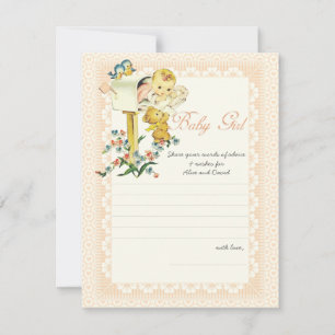 Vintage Baby Girl Mail Box Baby Shower Advice Card