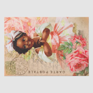Vintage Baby Girl Postcard Decoupage Tissue Paper