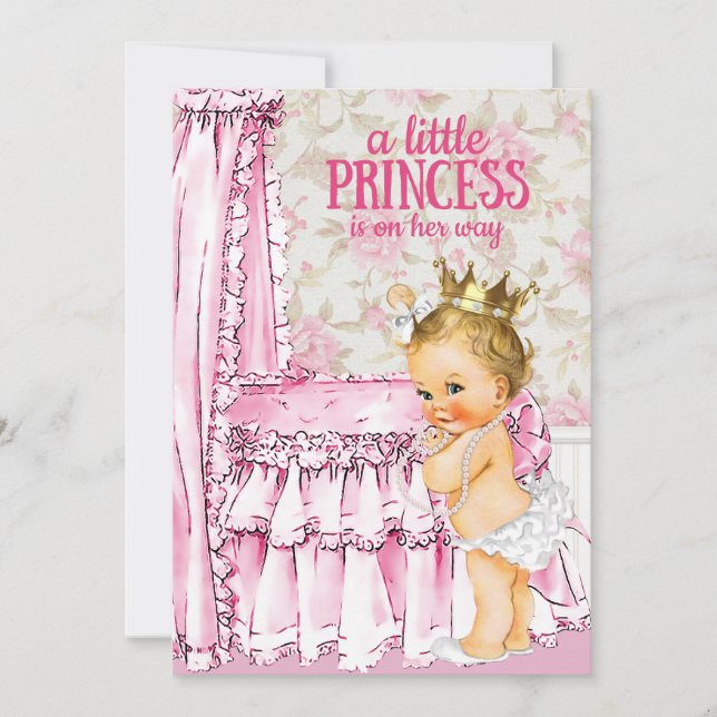Vintage Baby Girl Princess Baby Shower Invitation (Front)