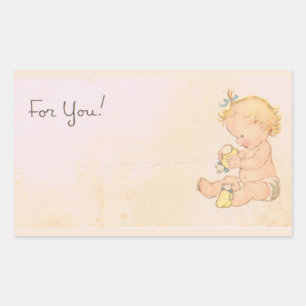 Vintage Baby Girl Rectangular Sticker