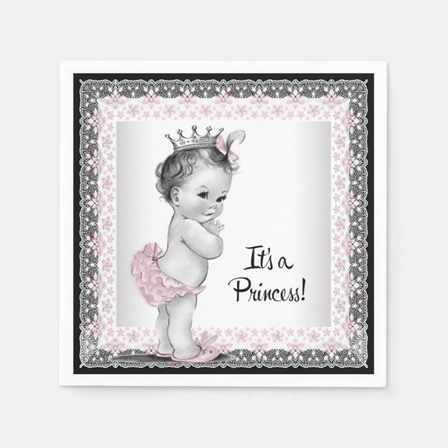 Vintage Baby Girl Shower Napkin (Front)