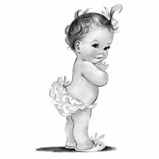 Vintage Baby Girl Shower Standing Photo Sculpture (Front)