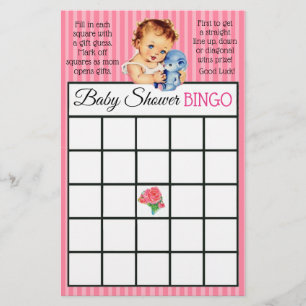 Vintage Baby Girl Teddy Bear Baby shower games Flyer