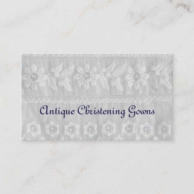Vintage Baby Gowns embroidered fabric Business Card (Front)