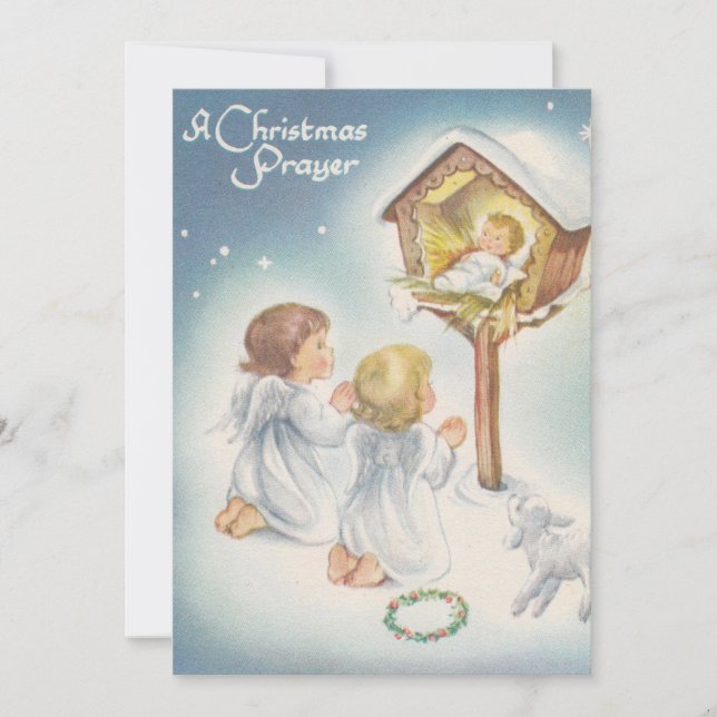 Vintage Baby Jesus and Angels Christmas Holiday Card (Front)